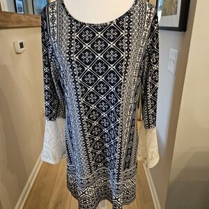 Blue and White Patterned Dress